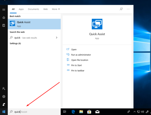 How to open Quick Assist in Windows 10