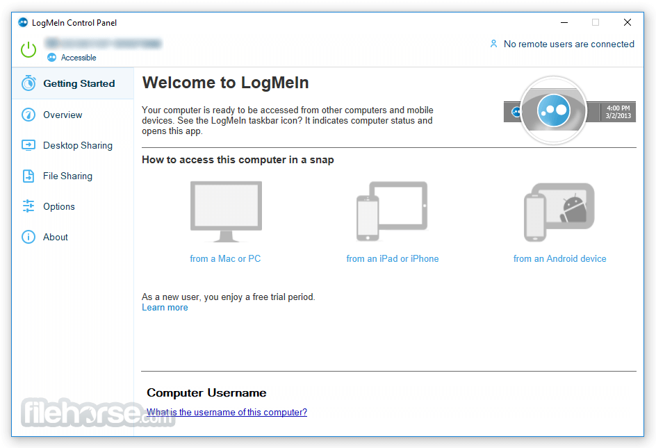 LogMeIn pro interface