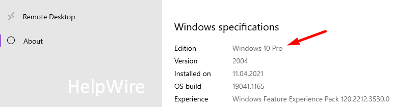 Windows specification