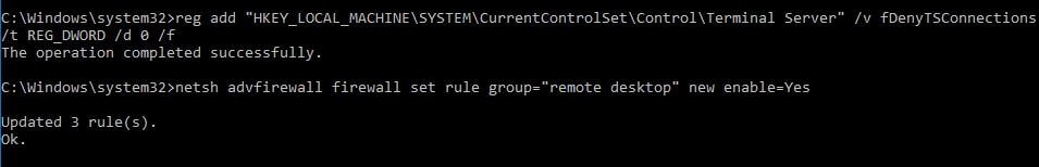 cmd disable rdp