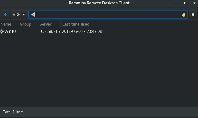 Remmina remote desktop client - connection