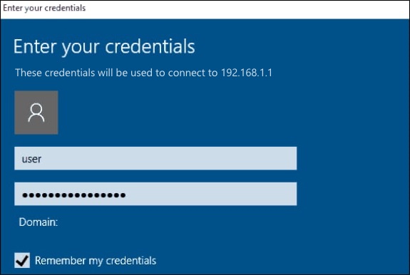 enter credentials