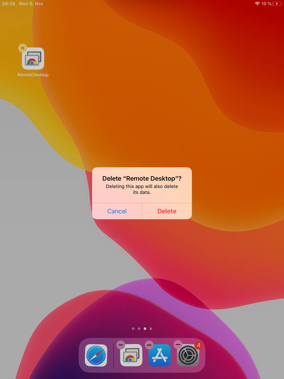 Uninstall Chrome remote desktop on iOS