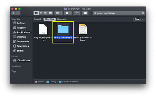 open group containers folder open group containers folder
