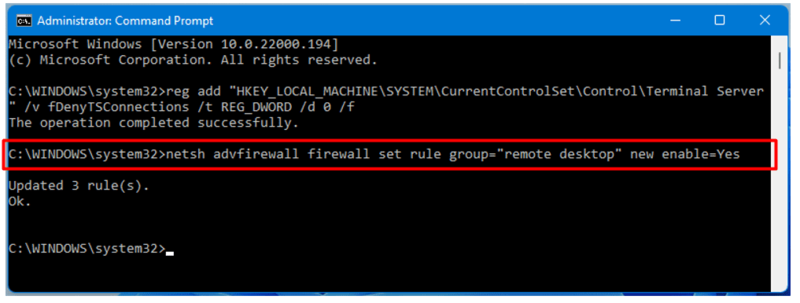 RDP connections through the Windows Firewall