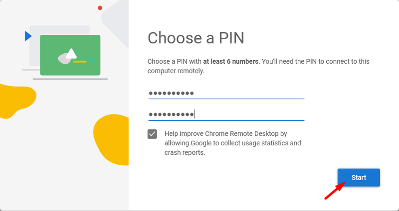 Set a complex PIN in Chrome Remote Desktop