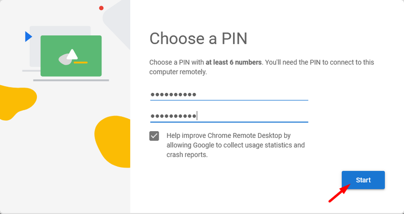 Einrichtung von Chrome Remote Desktop