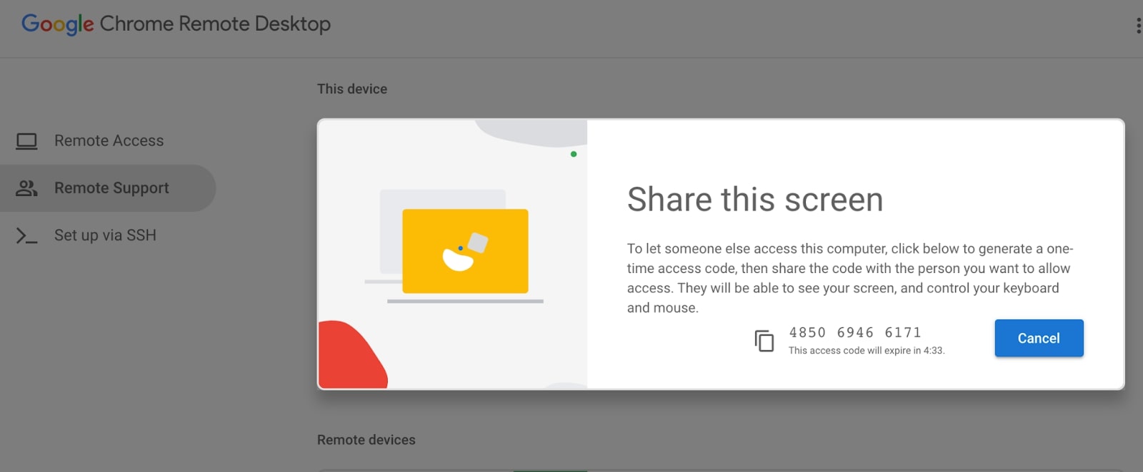 Give Google Meet share screen control