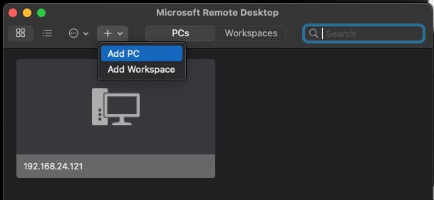 add remote desktop connection on Mac
