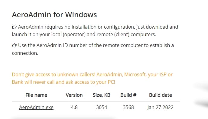 Install Aeroadmin