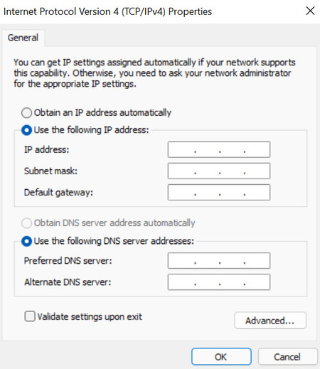 configure static ip address