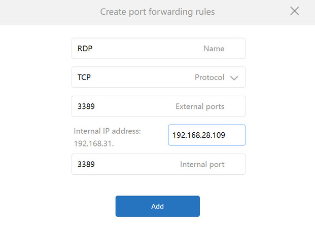 create port forwarding rules