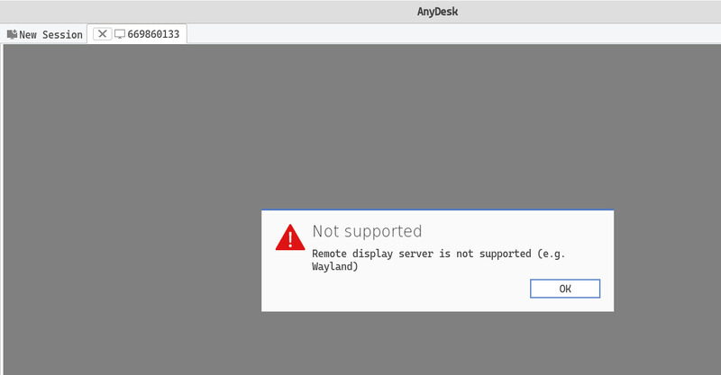 remote display server is not supported