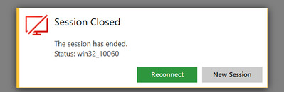 win32_10060: session closed