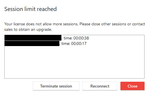 session limit reached