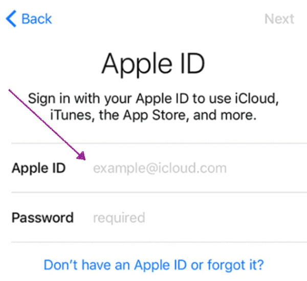 Log in to Apple ID