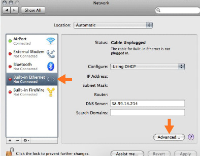 network connection advanced settings