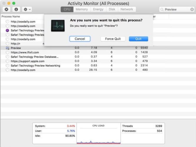 quit preview.app process quit preview.app process