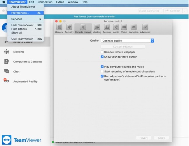 TeamViewer preferences mac