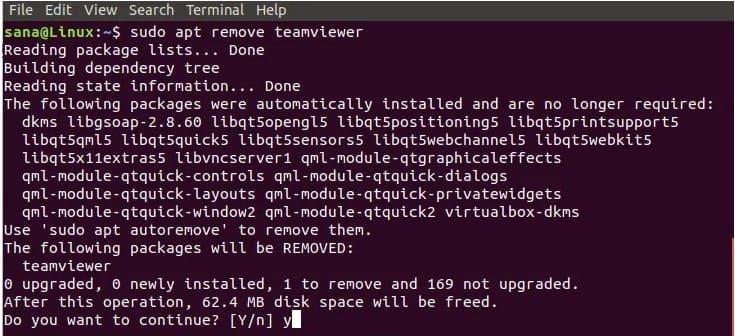 uninstall teamviewer ubuntu