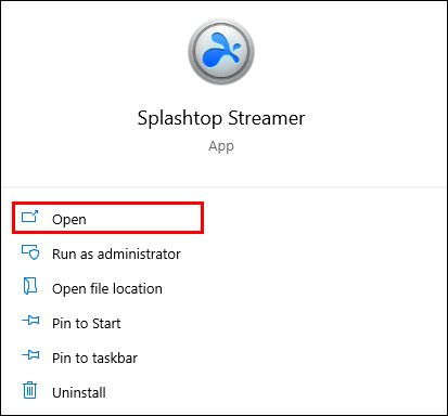 Ejecuta Splashtop Streamer