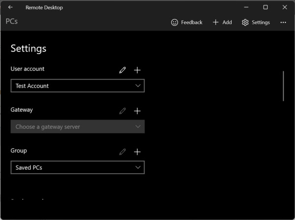 remote desktop app edit settings