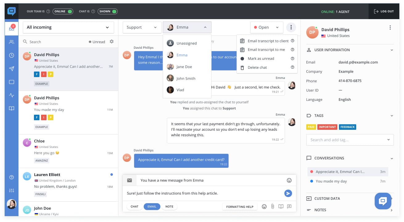 help desk email application