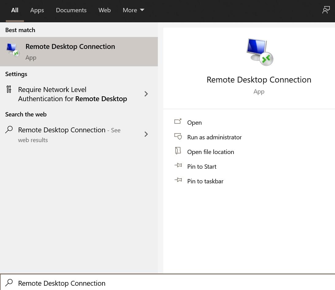 open remote desktop connection app