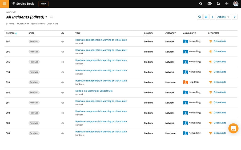 SolarWinds Service Desk help desk software it help desk software