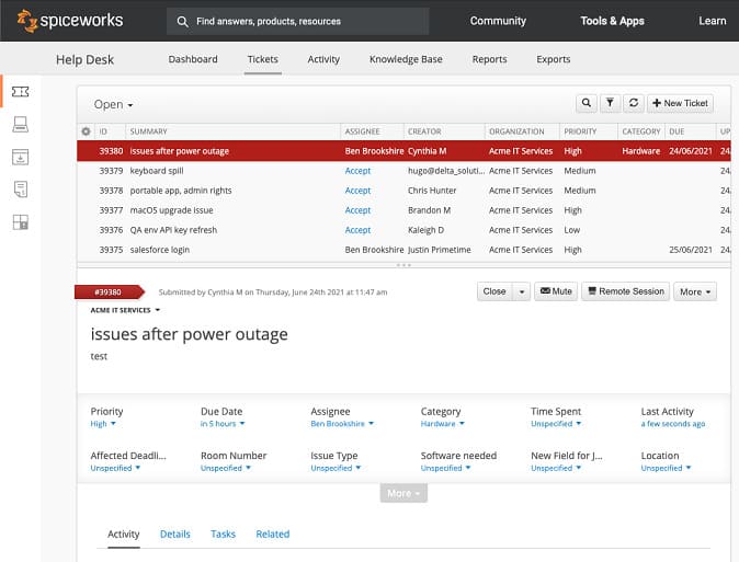 Spiceworks one of the best help desk tools for startups