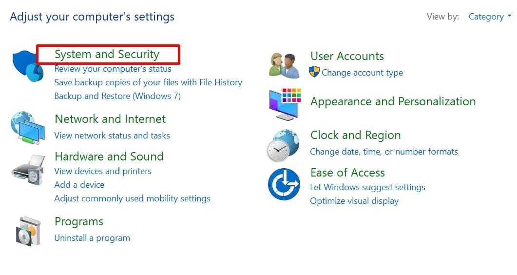 control panel system and security