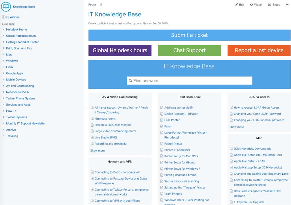 knowledge base by Atlassian