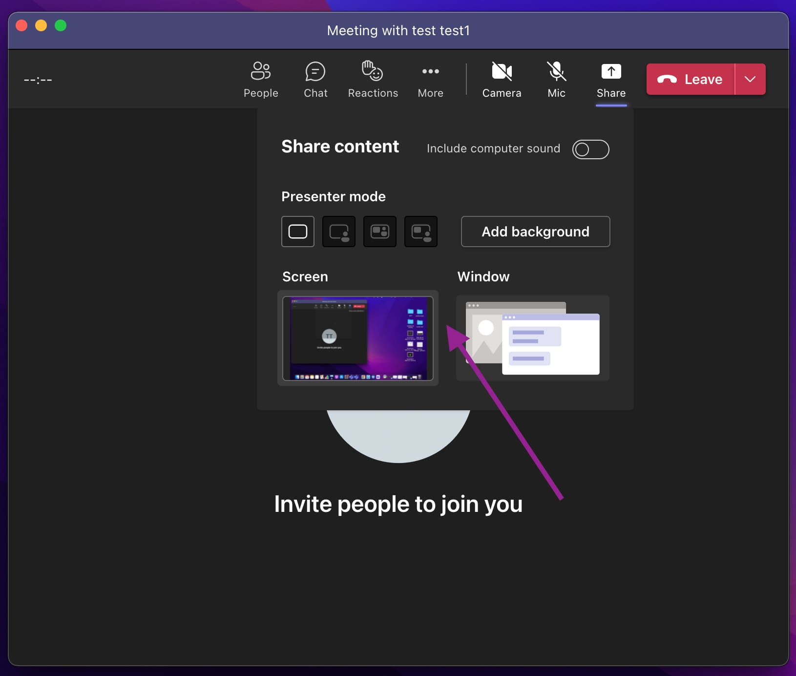 How to screen share in Teams