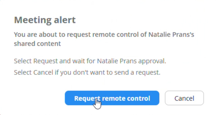 How to request remote control in Zoom