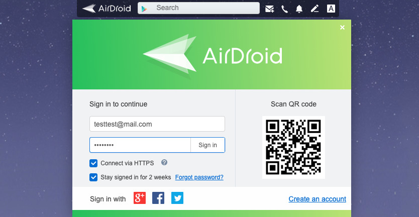 Software de desktop remoto AirDroid
