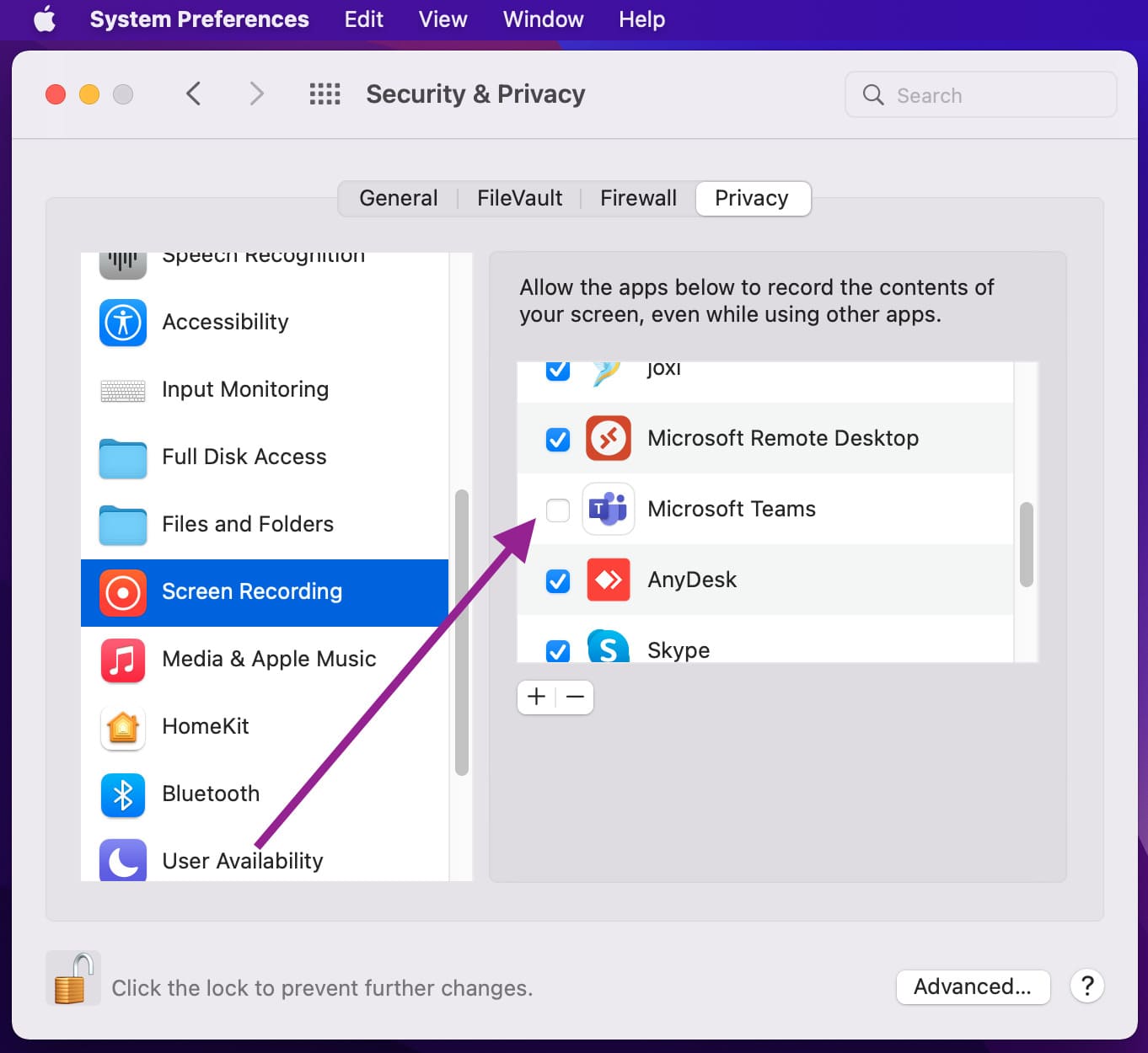 System preferences in Teams