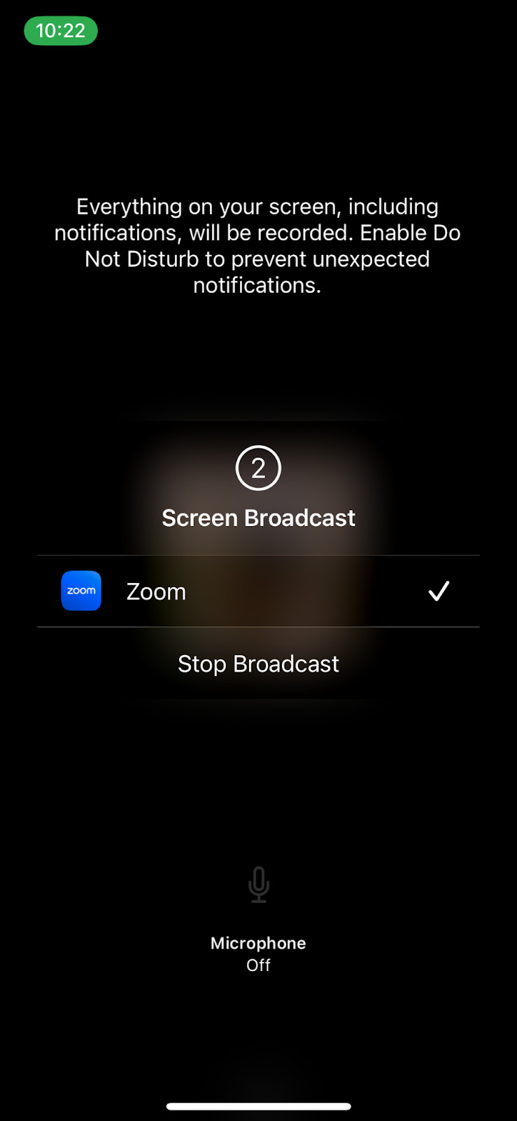 Zoom screen share on iPhone