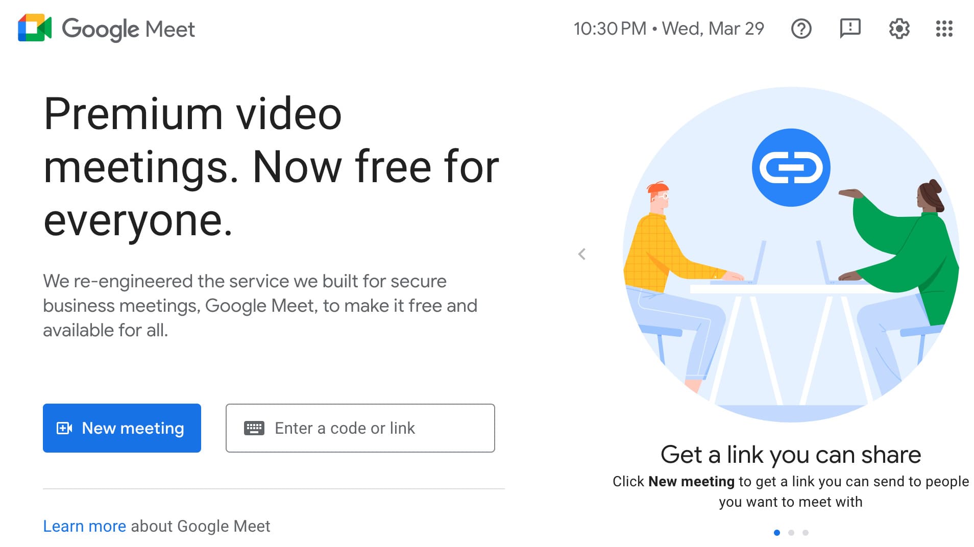 Google Meet screen sharing