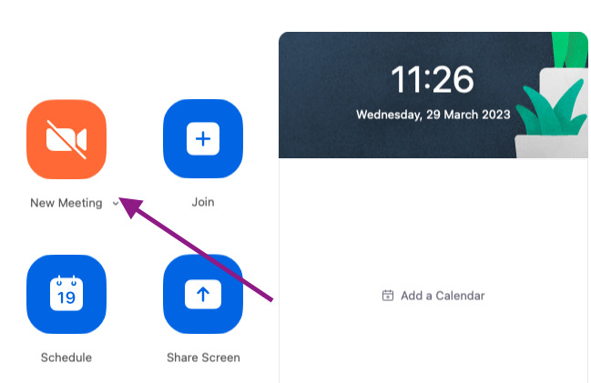 Start a new meeting on Zoom