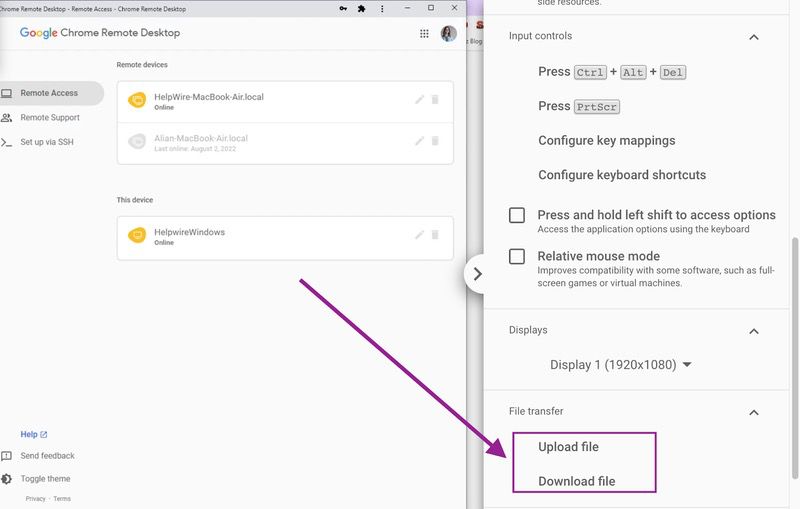 CRD file transfer Chrome Remote Desktop file transfer