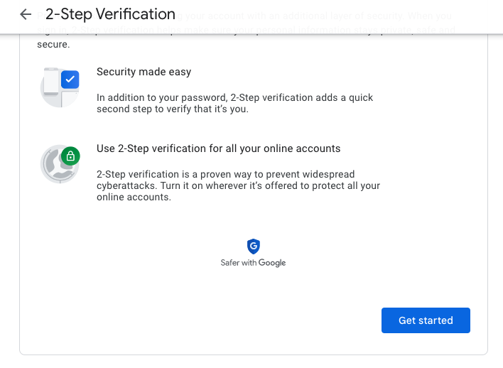 2-Step Verification in Chrome Browser