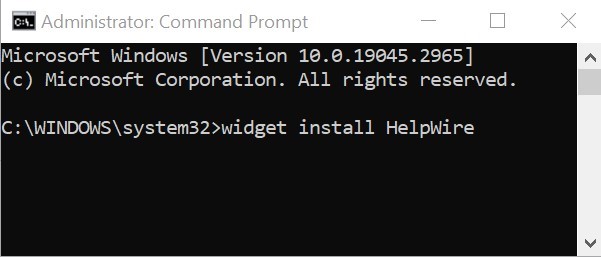 In this case, after you press Enter, the installation of HelpWire will immediately start.