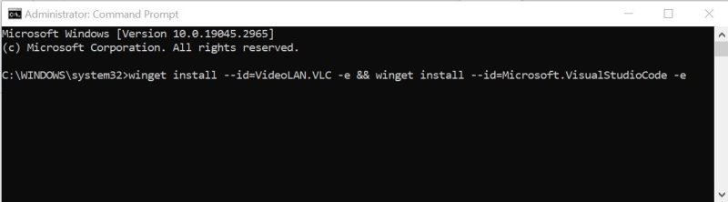 This example installs the VLC and Visual Studio Code apps