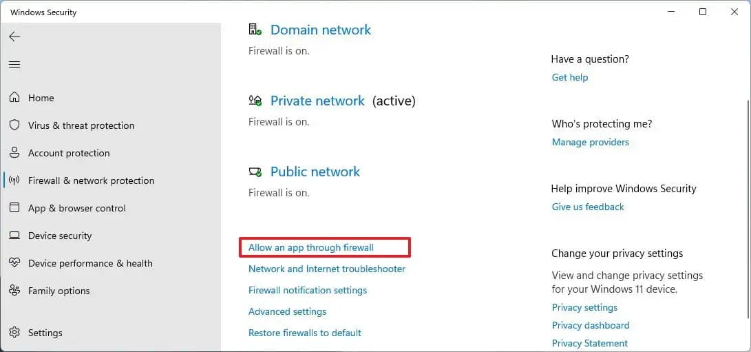 allow Firewall on Windows