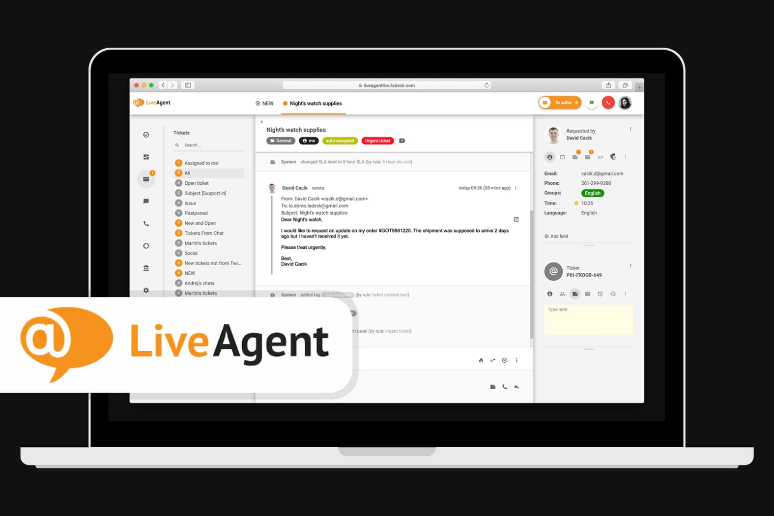 LiveAgent helpdesk software for small business