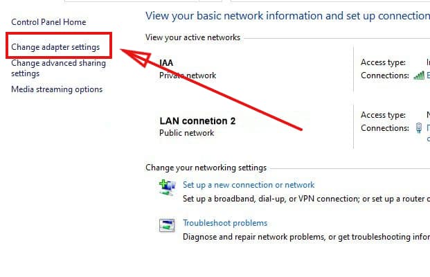 Cambiar la configuración del adaptador