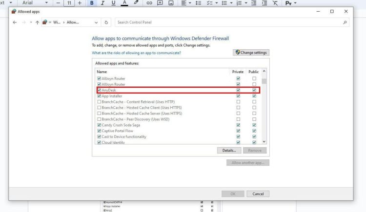 Choose AnyDesk by clicking checkbox