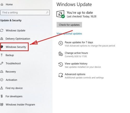 Seleziona Sicurezza di Windows