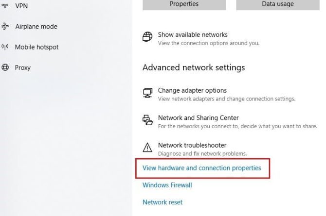 View hardware connection properties
