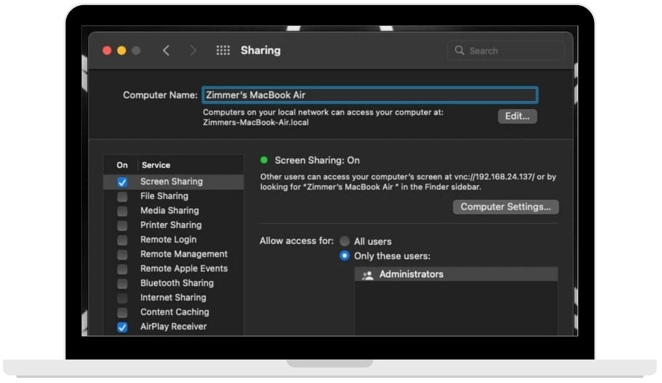 Screen Sharing on macOS